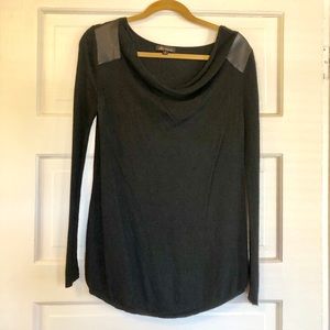 Ella Moss Long Sleeve Leather Shoulder Top